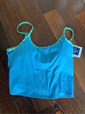 Roberta Roller Rabbit x Target Blue Cropped Tank with Green Trim